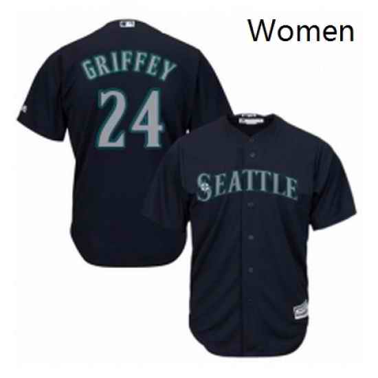 Womens Majestic Seattle Mariners 24 Ken Griffey Replica Navy Blue Alternate 2 Cool Base MLB Jersey